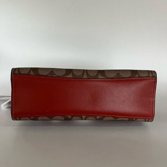 Coach Signature Lane Satchel w/ Chain - Khaki/Terracotta - Picture 5 of 9